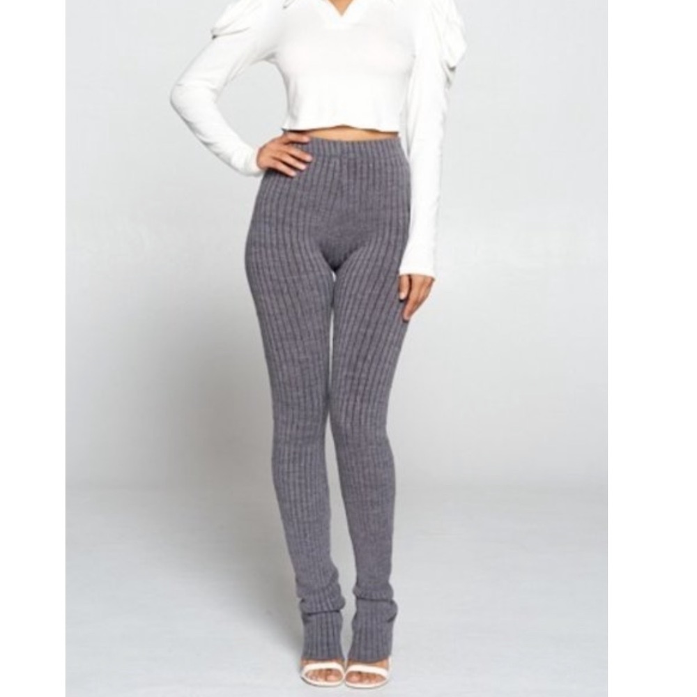 Cable knit ribbed pants